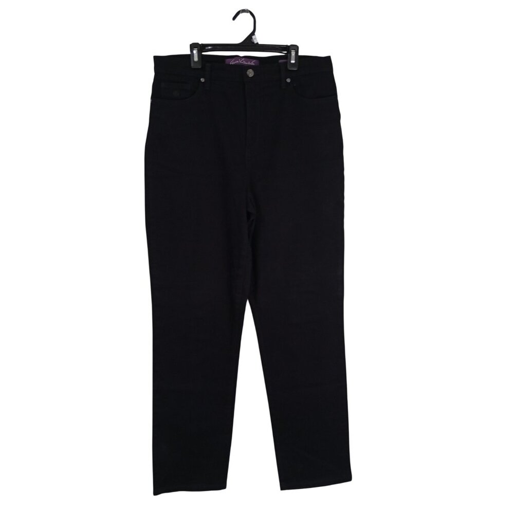 Gloria Vanderbilt Amanda Straight Leg Black Denim Jeans Sz 10 Average Fit Womens